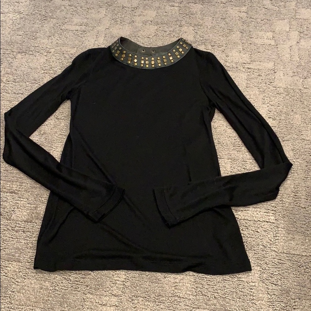 Kate Moss Top Shop leather studded collar shirt